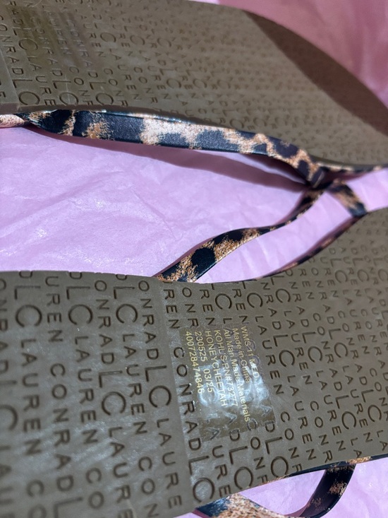 LC Lauren Conrad Leopard Print Slim-Strap Sandals - Black and Brown - Picture 2 of 6